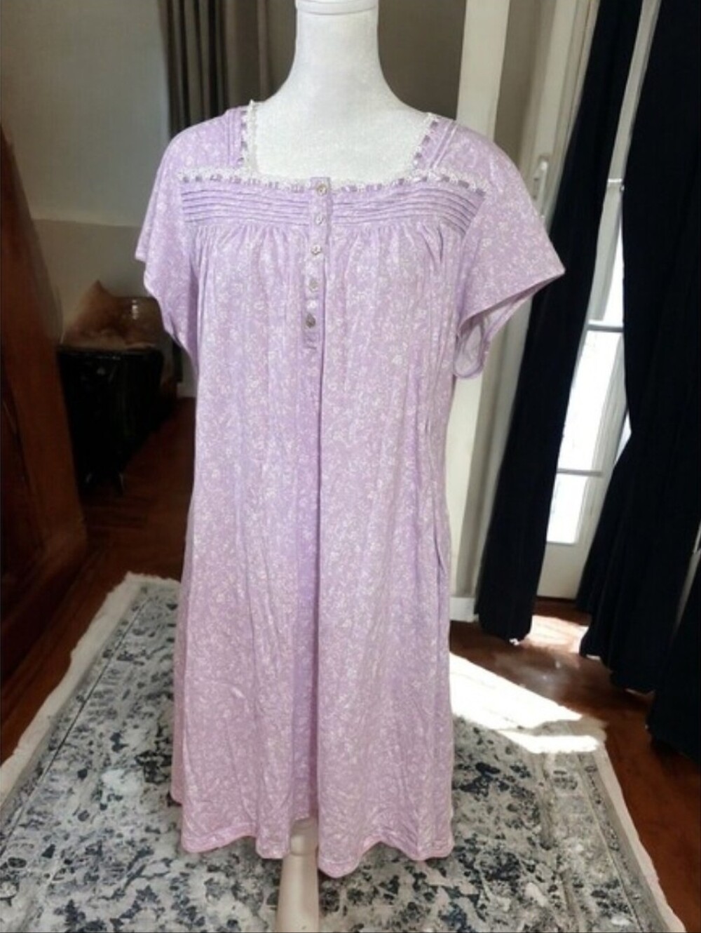 Eileen West Purple Lace And Ribbon Nightgown Size XL